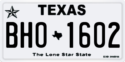 TX license plate BHO1602
