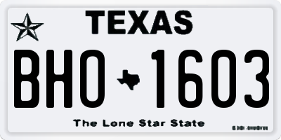 TX license plate BHO1603