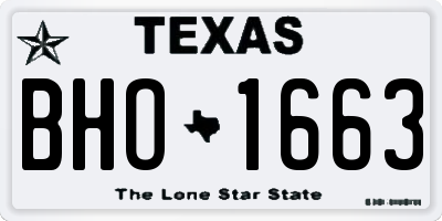 TX license plate BHO1663