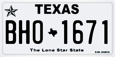 TX license plate BHO1671