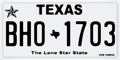 TX license plate BHO1703
