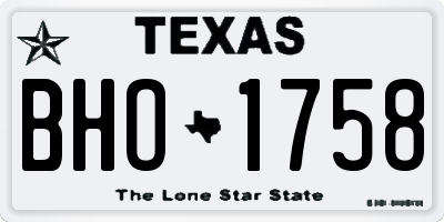 TX license plate BHO1758