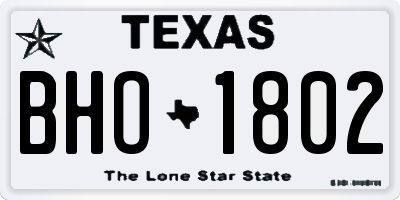 TX license plate BHO1802