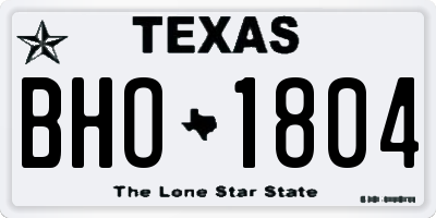 TX license plate BHO1804