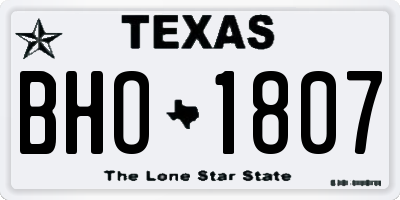 TX license plate BHO1807