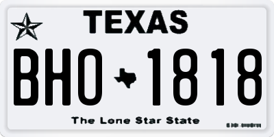 TX license plate BHO1818