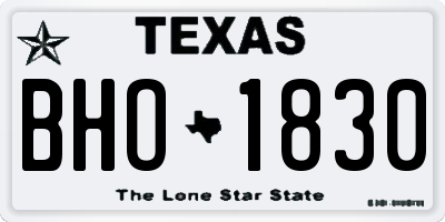 TX license plate BHO1830