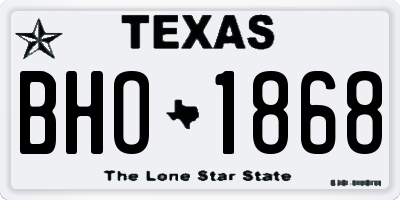TX license plate BHO1868