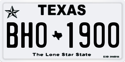 TX license plate BHO1900