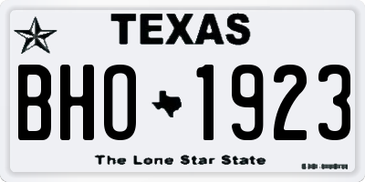 TX license plate BHO1923