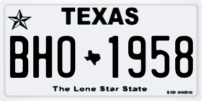TX license plate BHO1958