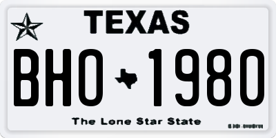TX license plate BHO1980