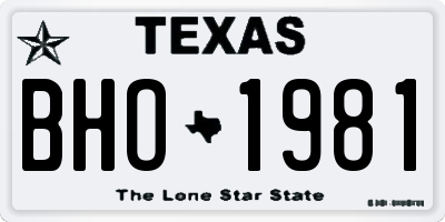 TX license plate BHO1981