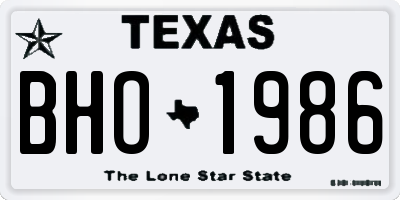 TX license plate BHO1986