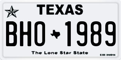 TX license plate BHO1989