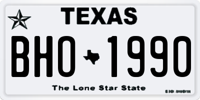 TX license plate BHO1990