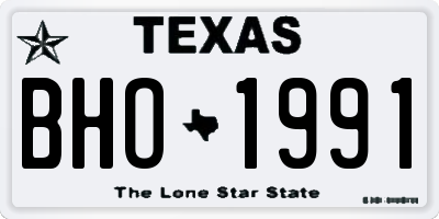 TX license plate BHO1991