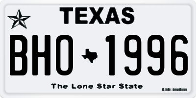 TX license plate BHO1996