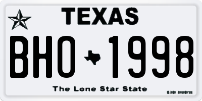 TX license plate BHO1998