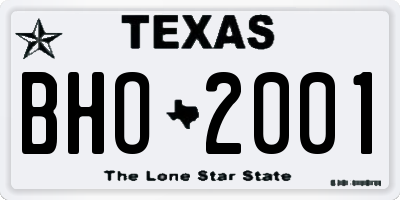 TX license plate BHO2001