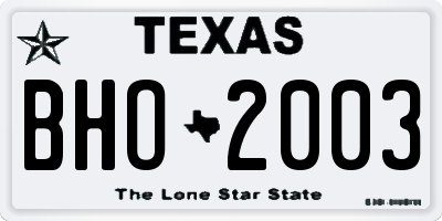 TX license plate BHO2003