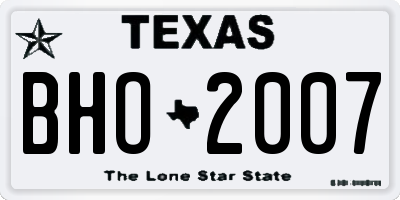 TX license plate BHO2007