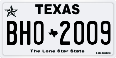TX license plate BHO2009