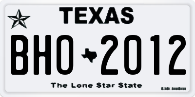TX license plate BHO2012