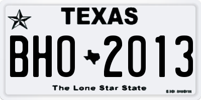 TX license plate BHO2013