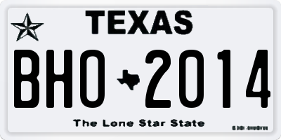 TX license plate BHO2014