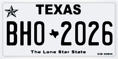 TX license plate BHO2026