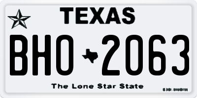 TX license plate BHO2063