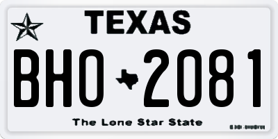 TX license plate BHO2081