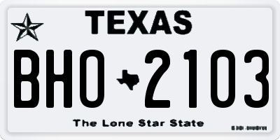 TX license plate BHO2103
