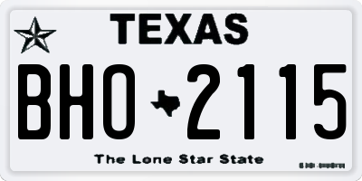 TX license plate BHO2115