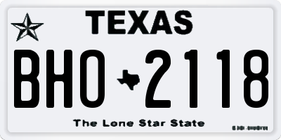 TX license plate BHO2118