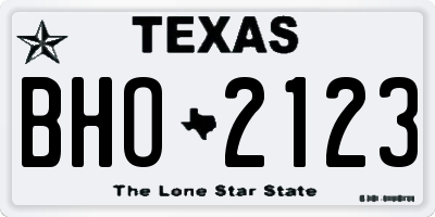 TX license plate BHO2123
