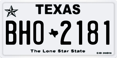 TX license plate BHO2181