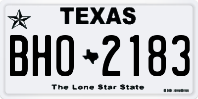 TX license plate BHO2183