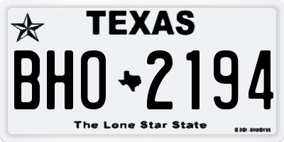 TX license plate BHO2194
