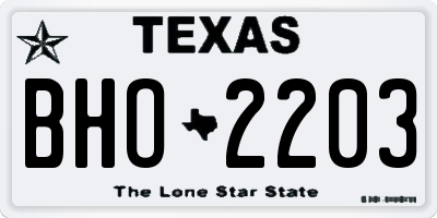 TX license plate BHO2203