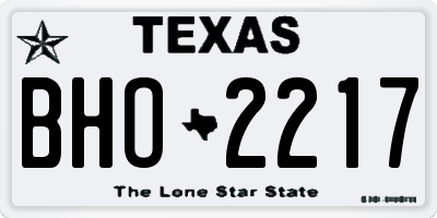 TX license plate BHO2217