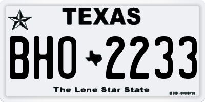 TX license plate BHO2233