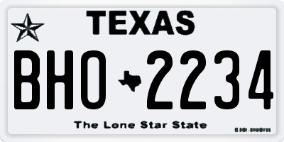 TX license plate BHO2234