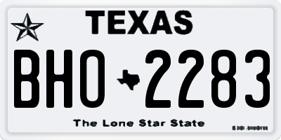 TX license plate BHO2283