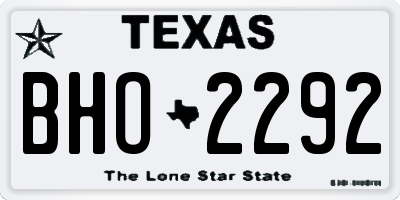 TX license plate BHO2292