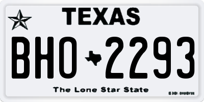 TX license plate BHO2293