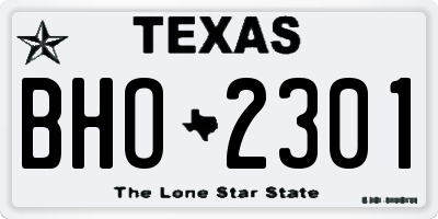 TX license plate BHO2301