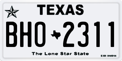 TX license plate BHO2311