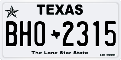 TX license plate BHO2315